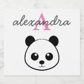 かわいいパンダ熊カスタムモノグラム スパークリングワインラベル (シングルラベル)