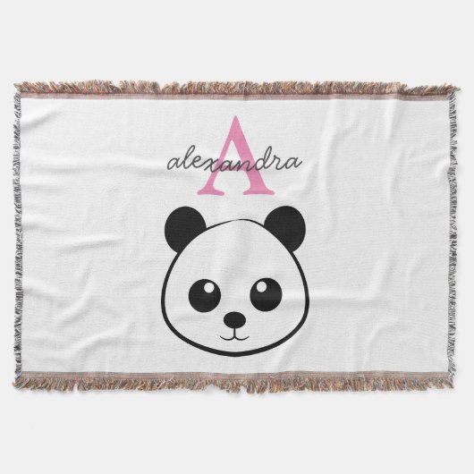 かわいいパンダ熊カスタムモノグラム スローブランケット (正面)