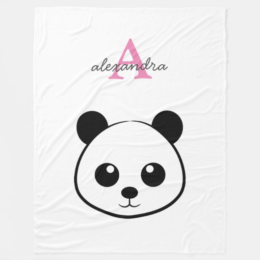 かわいいパンダ熊カスタムモノグラム フリースブランケット (正面)