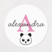 かわいいパンダ熊カスタムモノグラム ラベル (デザイン1)