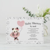 かわいいパンダ熊バレリーナ赤ちゃん女の子シャワーバイメール 招待状 (スタンド正面)