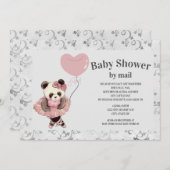 かわいいパンダ熊バレリーナ赤ちゃん女の子シャワーバイメール 招待状 (正面/裏面)