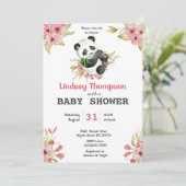 かわいいパンダ熊フローラ女の子ベビーシャワー 招待状 (スタンド正面)