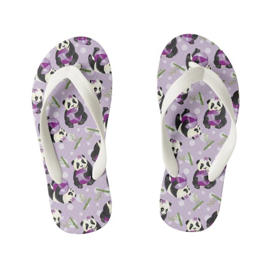 かわいいパンダ熊ベビーガール遊ズボール キッズビーチサンダル (フットベッド)