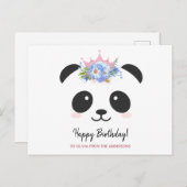 かわいいパンダ王女ハッピーバースデー パーソナライズされた  ポストカード (正面/裏面)