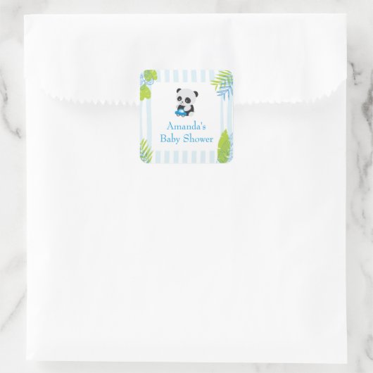 かわいいパンダ男の子の赤ちゃんシャワーお願いギフトシール スクエアシール (バッグ)