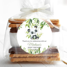 かわいいパンダ竹の緑ベビーシャワーニュートラル ラウンドシール