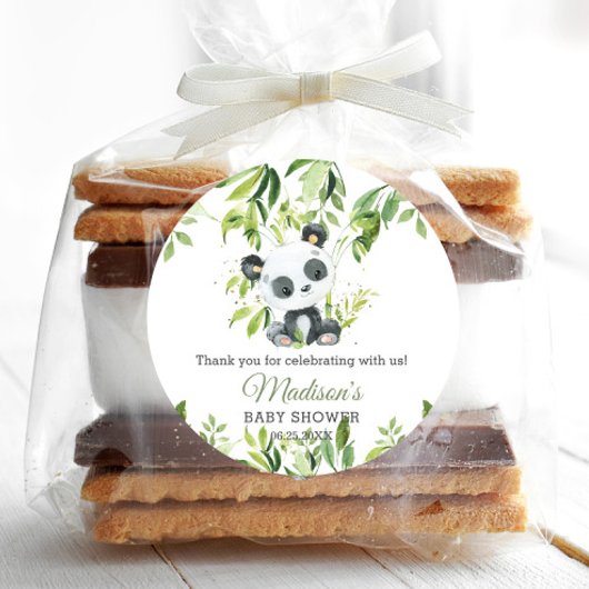 かわいいパンダ竹の緑ベビーシャワーニュートラル ラウンドシール