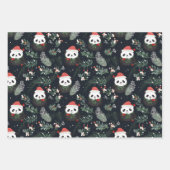 かわいいパンダ素朴冬の休日の水色 ラッピングペーパーシート (正面3)