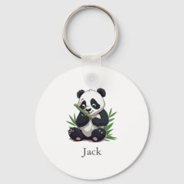 かわいいパンダ緑の竹の誕生日パーティー キーホルダー