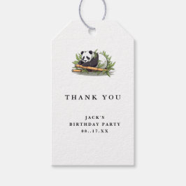 かわいいパンダ緑の竹の誕生日パーティー ギフトタグ