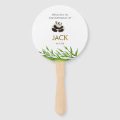 かわいいパンダ緑の竹の誕生日パーティー ハンドファン (裏面)