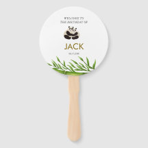 かわいいパンダ緑の竹の誕生日パーティー