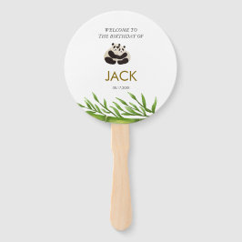 かわいいパンダ緑の竹の誕生日パーティー ハンドファン