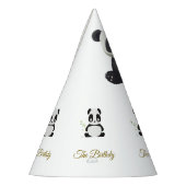 かわいいパンダ緑の竹の誕生日パーティー パーティーハット (左)