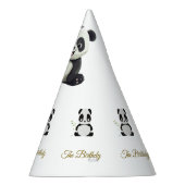 かわいいパンダ緑の竹の誕生日パーティー パーティーハット (右)