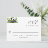 かわいいパンダ緑の竹の誕生日パーティー 出欠カード (スタンド正面)