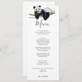 かわいいパンダ緑の竹の誕生日パーティー 招待状 (正面/裏面)