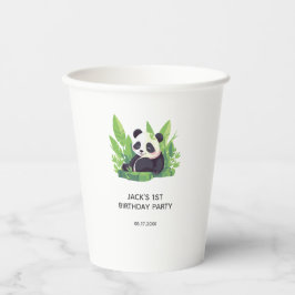 かわいいパンダ緑の竹の誕生日パーティー 紙コップ