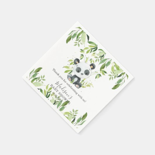 かわいいパンダ緑の竹ベビーシャワー誕生日 スタンダードカクテルナプキン (角)