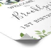 かわいいパンダ緑の誕生日パーティーニュートラルウェルカムセンター ポスター (角)