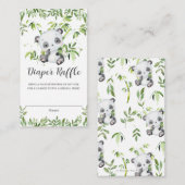 かわいいパンダ緑の赤ちゃんシャワーおむつラッフル エンクロージャーカード (正面/裏面)