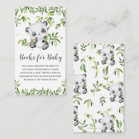 かわいいパンダ緑の赤ちゃんシャワーベビー エンクロージャーカード (正面/裏面)