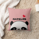 かわいいパンダ赤面ピンクパーソナライズされた名 クッション (ブランケット)