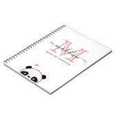 かわいいパンダ赤面ピンクモノグラムスクリプト ノートブック (左側)