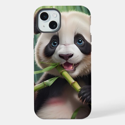 かわいいパンダ食べの竹 iPhoneケース (裏面)