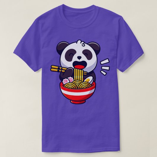 かわいいパンダ食べベアラーメン麺スープ Tシャツ (デザイン正面)