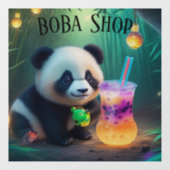 かわいいパンダ飲むバブルティー、ボバティー ウィンドウサイン (シート)
