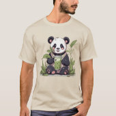 かわいいパンダ飲むバブルティー、ボバティー Tシャツ (正面)