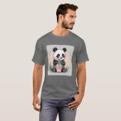 かわいいパンダ飲むバブルティー、ボバティー Tシャツ (正面フル)