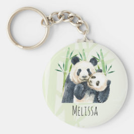 かわいいパンダ、かわいい水色 キーホルダー
