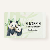 かわいいパンダ、かわいい水色 バッジ (正面)