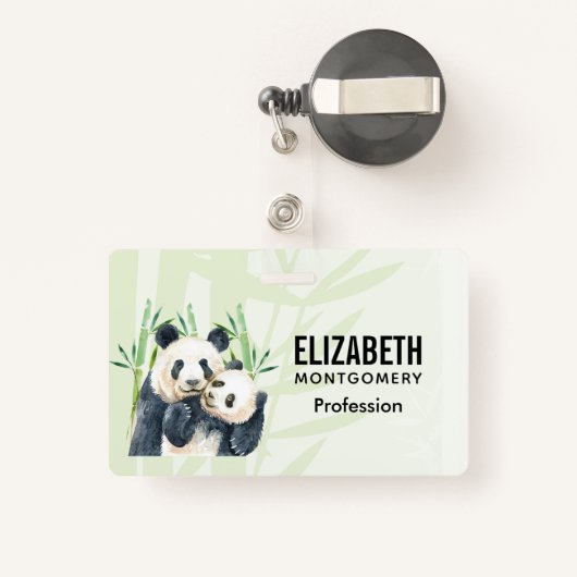 かわいいパンダ、かわいい水色 バッジ (裏面リトラクタブル付き)