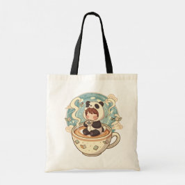かわいいパンダ コーヒー キャンバストートバッグ トートバッグ
