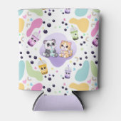 かわいいパンダ&タイガーバブルティーキッズプリント 缶クーラー (正面)
