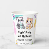 かわいいパンダ&タイガーバブルティー子供の誕生日 紙コップ (裏面)