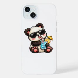 かわいいパンダ ドリンク iPhone 15 PLUSケース