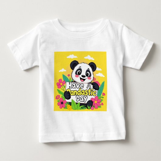 かわいいパンダ「パンドラの日を過ごす」 ベビーTシャツ (正面)