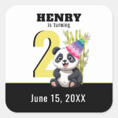 かわいいパンダ – パーソナライズされた誕生日 スクエアシール (正面)