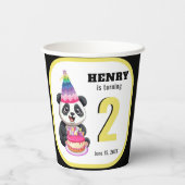かわいいパンダ – パーソナライズされた誕生日 紙コップ (裏面)