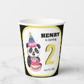 かわいいパンダ – パーソナライズされた誕生日 紙コップ (正面)