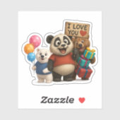 かわいいパンダ&プアーベア誕生日ビニールシール シール (シート)