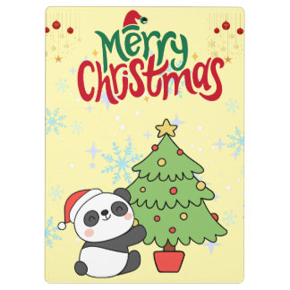 かわいいパンダ メリークリスマス クリップボード