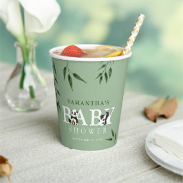 かわいいパンダ&葉ニュートラル赤ちゃんシャワー 紙コップ