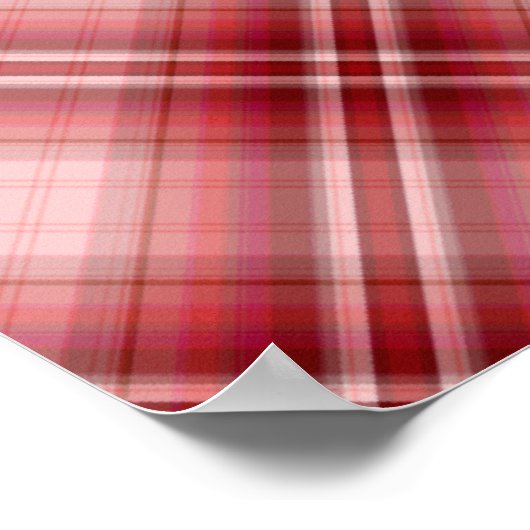 かわいいパンダ;赤い格子柄 ポスター (角)