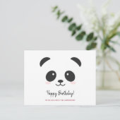 かわいいパンダ 黒 白 誕生日名入れ ポストカード (スタンド正面)
